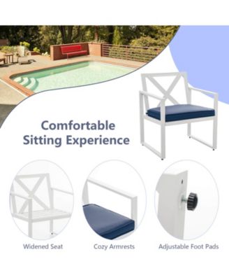 4 Pieces Outdoor Conversation Set with Sturdy Steel Frame