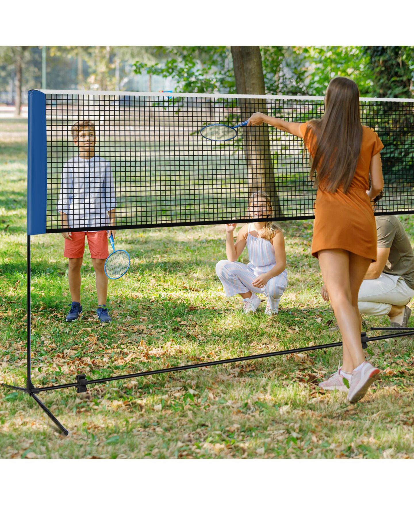 Детские игрушки SKONYON Adjustable Badminton Net Stand 10/14 Foot Portable with Carry Bag, цвет: Синий — фото 3