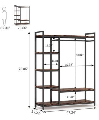 Free-standing Closet Organizer, Heavy Duty Clothes Closet, Portable Garment Rack with 6 Shelves and Hanging rod