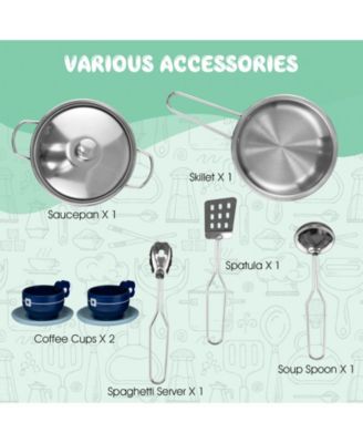 2-Pieces Wooden Kids Kitchen Playset with Light and Sound