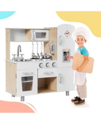 SUGIFT Vintage Play Kitchen Pretend Kids Cooking Playset Toys with Water Dispense