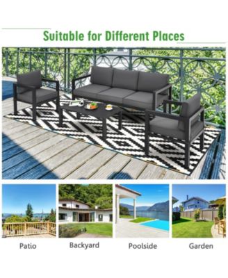4 Pieces Set Outdoor Furniture Set for Backyard and Poolside