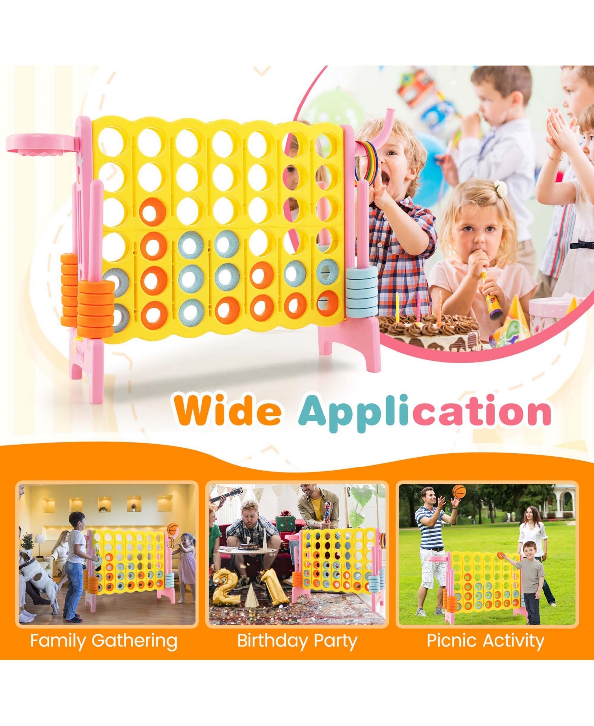 Costway Jumbo 4-to-Score A Row Giant Game Set with Stickers for Kids Adults