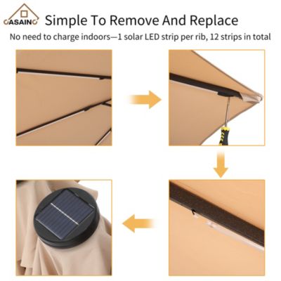 Outdoor Double-Sided Rectangular LED Light Market Umbrella With Base and Cover