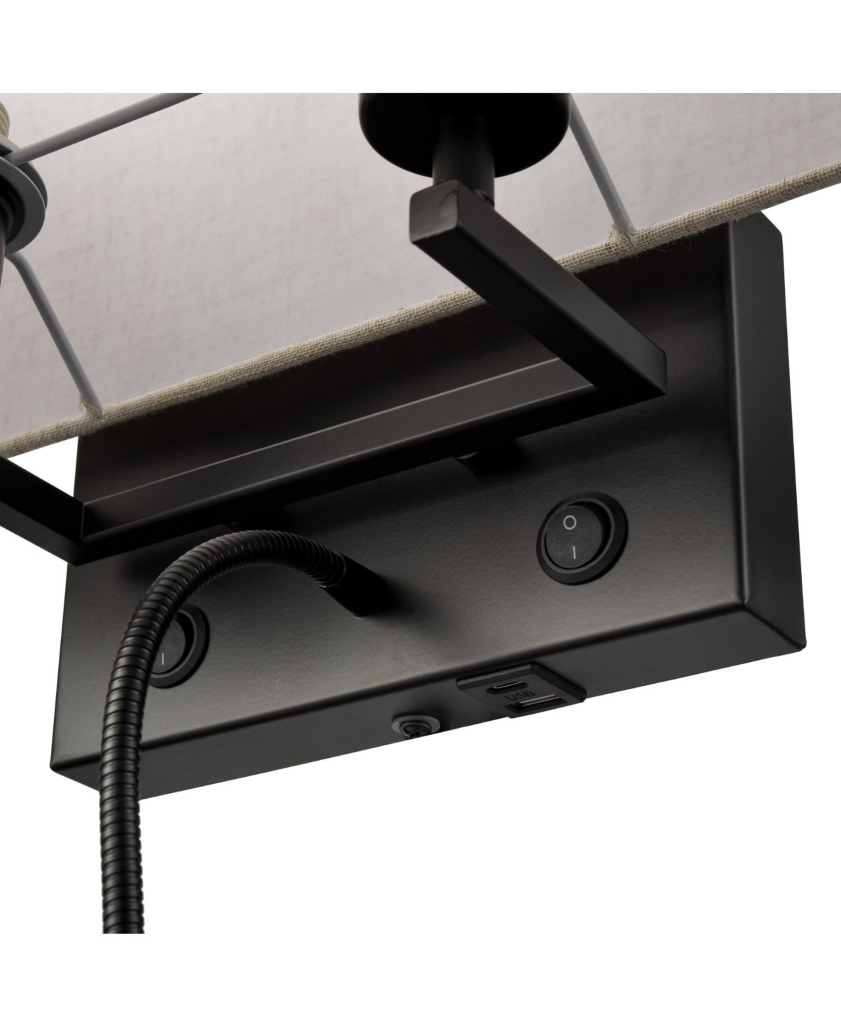 MooseWall Mounted Bedside Lamps with Switch Usb Ports and Led Reading Spotlight Wall Focus Light - Black