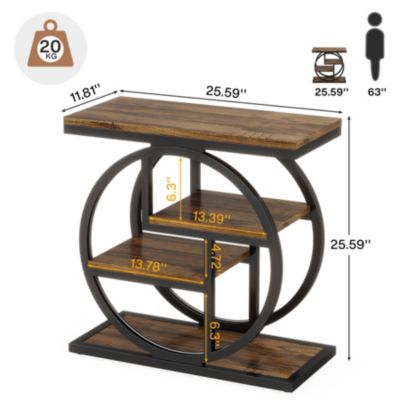 End Table for Living Room, 4-Tier Narrow Side Table with Storage Shelves, Industrial Bedside Table for Bedroom, Wood Small Sofa Side Table