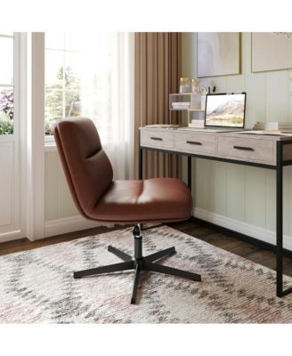 Biel Mid-Back Swivel Office Chair, Height-Adjustable Armless Design with Padded Upholstered Wide Seat and Strong Frame