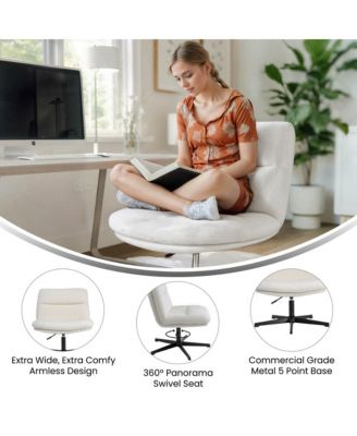 Biel Mid-Back Swivel Office Chair, Height-Adjustable Armless Design with Padded Upholstered Wide Seat and Strong Frame