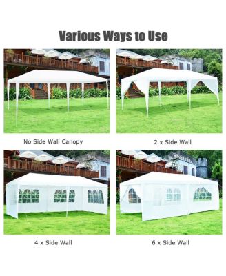 10 x 20 Feet 6 Sidewalls Canopy Tent with Carry Bag-White