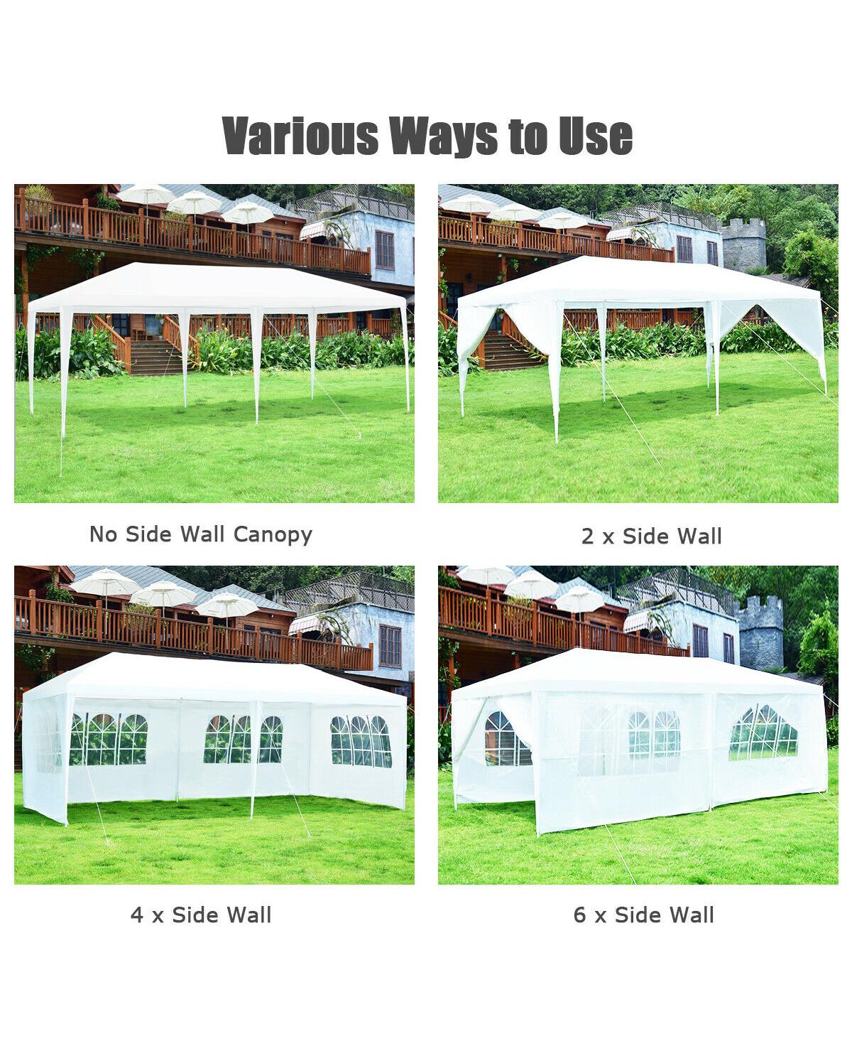 Sugift 10 x 20 Feet 6 Sidewalls Canopy Tent with Carry Bag- White