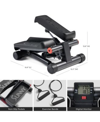 Mini Stepper, Low-Impact Stair Step Cardio Equipment with Resistance Bands, Performance Digital Monitor, and SunnyFit App Bluetooth Connectivity