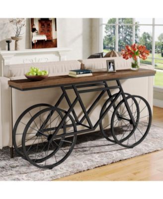 70.9-Inch Extra Long Console Table, Narrow Sofa Table, Modern Industrial Entryway Table Behind Couch Table, Rustic Brown