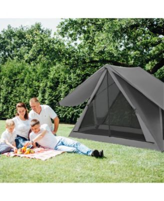 Pop-up Camping Tent for 2-3 People with Carry Bag and Rainfly for Backpacking Hiking Trip-Gray