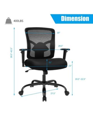 400LBS Mesh Big and Tall Office Chair Swivel Task Chair