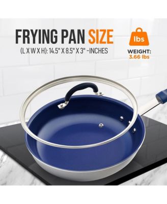 8'' Small Fry Pan with Lid - Non-stick Pan with Silicone Handle, Ceramic Coating Inside