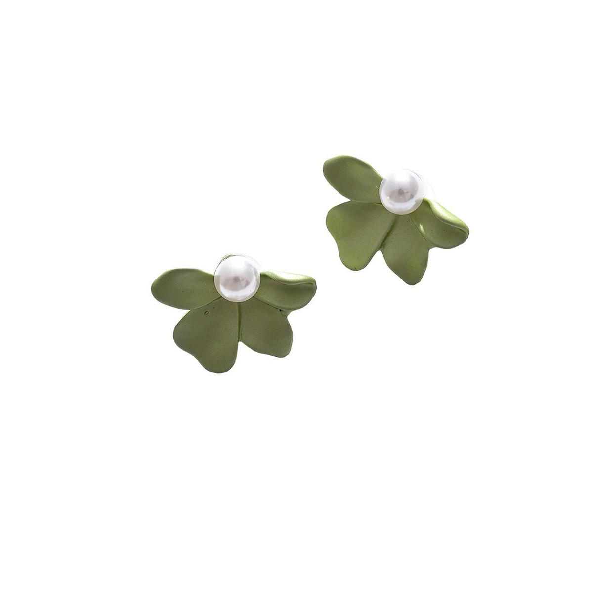 Sohi Women's Petal Stud Earrings In Green