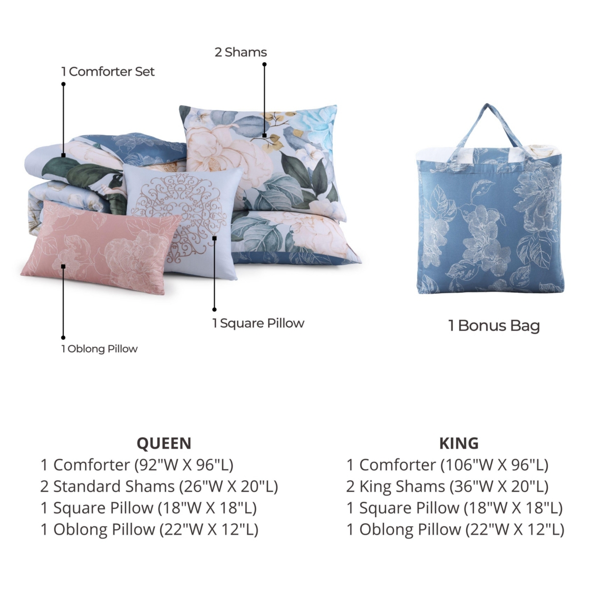 Bebejan Garden In The Sky Bedding 100% Cotton 5 Piece Reversible Size Comforter Set