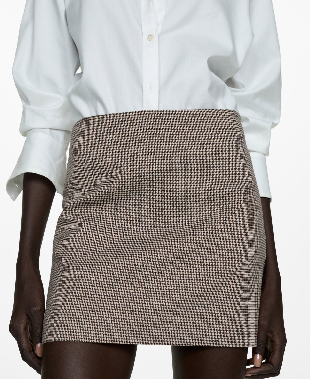 Shop Mango Women's Houndstooth Miniskirt In Brown