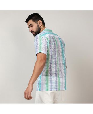 Men's Sea Green & Lavender Horizontal Tie-Dye Shirt