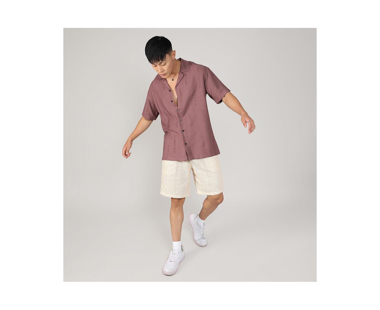 Men's Mocha Brown Embroidered Twist Shirt