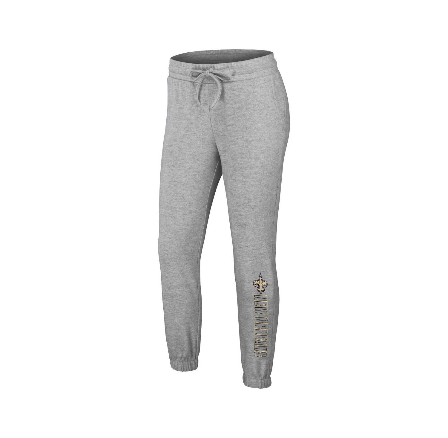 Women's Heather Gray New Orleans Saints Knit Long Sleeve Tri-Blend T-Shirt & Pants Sleep Set