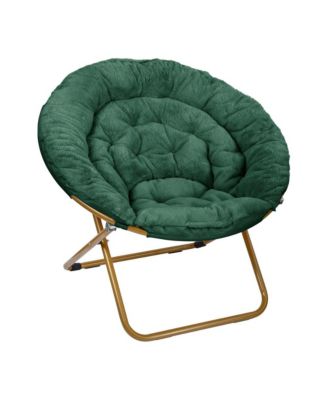1 Count With Cozy Faux Fur Cushion And Metal Frame For Dorms, Bedrooms, Apartments And More - Ersa Oversize Folding Saucer Chair