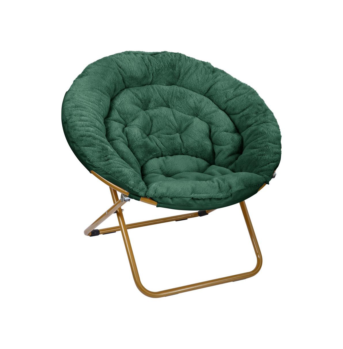Emma+Oliver Ersa Oversize Saucer Chair With Cozy Faux Fur Cushion And Metal Frame For Dorms, Bedrooms, Apartments And More - s