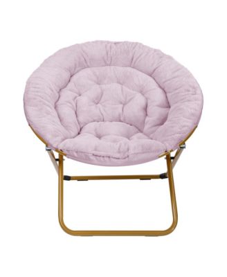 1 Count With Cozy Faux Fur Cushion And Metal Frame For Dorms, Bedrooms, Apartments And More - Ersa Oversize Folding Saucer Chair