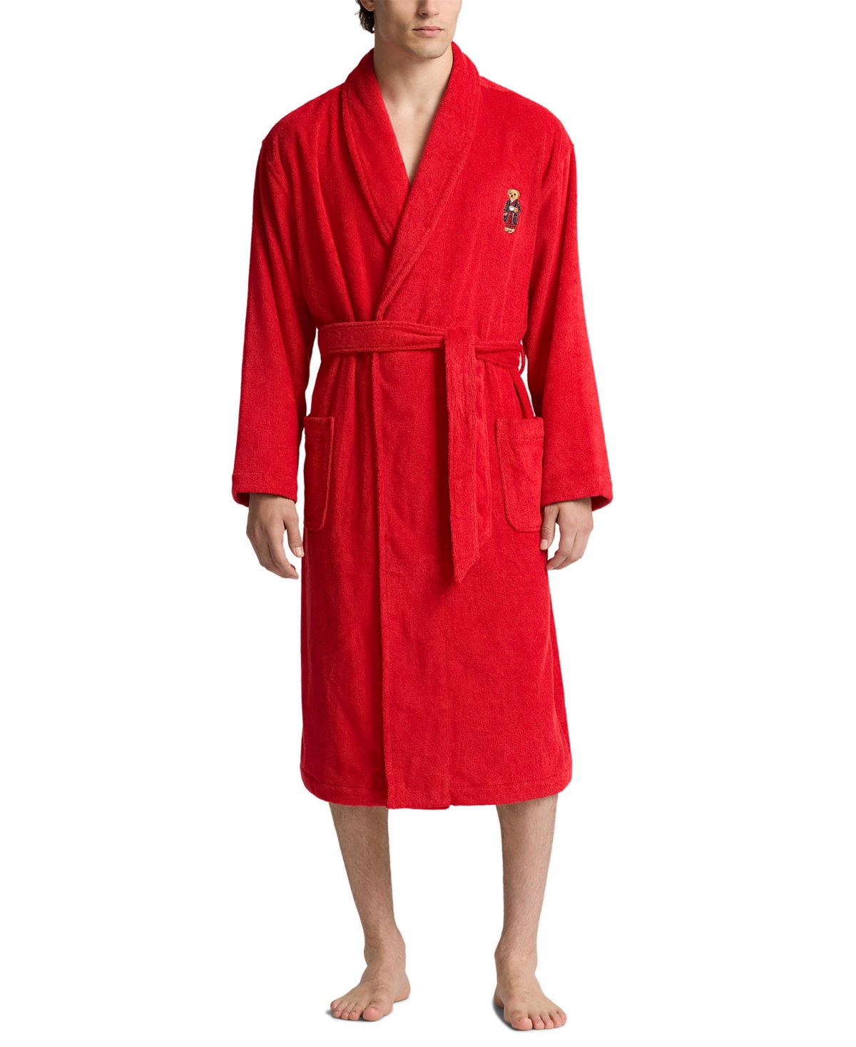 Polo Ralph Lauren Men s Logo Terry Robe In Red fall Morning Robe Bear ModeSens