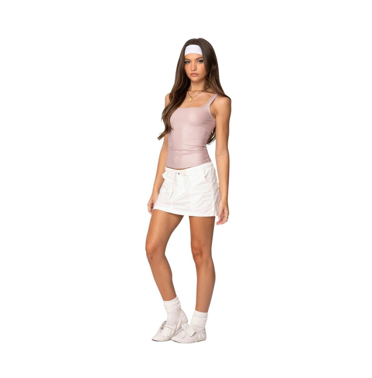 Edikted Women's Sarah Shiny Square Neck Tank Top