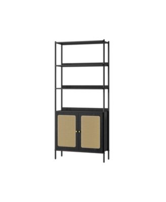 Slickblue 6-Tier Bookcase with Rattan-Like Door - Macy's