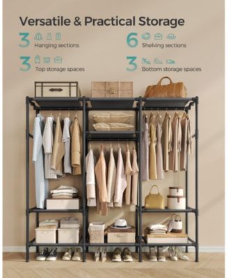 74.8” High Clothes Rack with Hanging Rails in Black