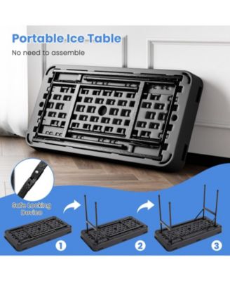 4 Feet Plastic Party Ice Folding Table with Matching Skirt-Black