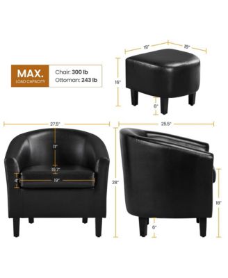 Contemporary Faux Leather Club Chair and Ottoman Set