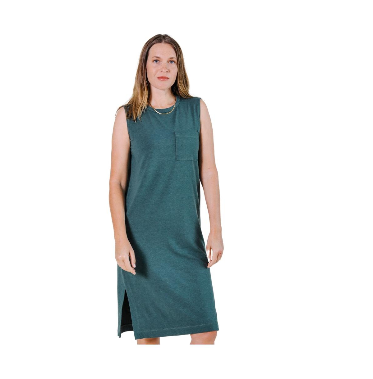 Plus Size Sophie Organic Cotton + Tencel Tank Dress - Pine