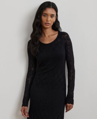 Lauren Ralph Lauren Women's Pointelle-Knit Long-Sleeve Dress - Macy's
