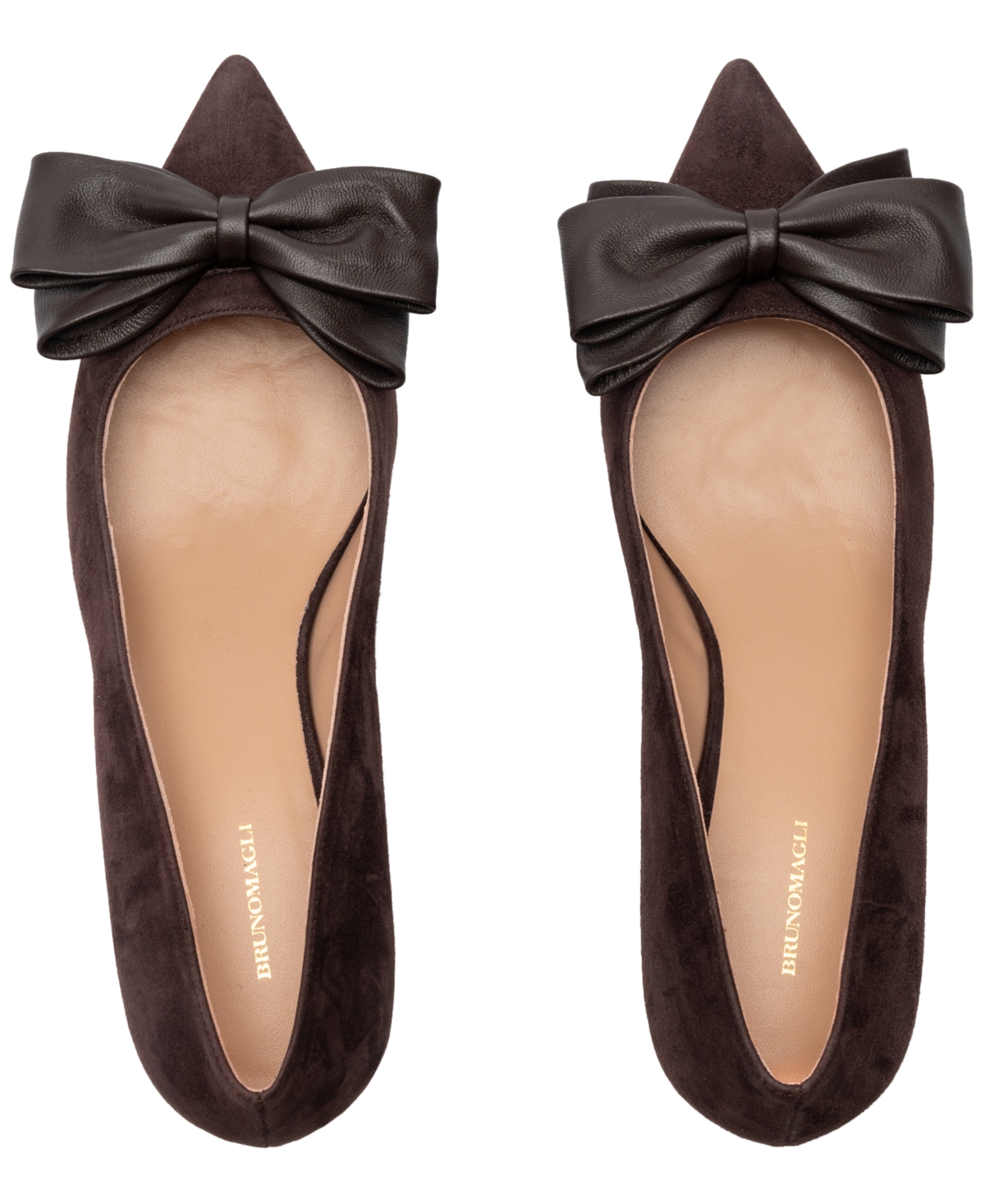 Bruno Magli Nadia Pointed Toe Kitten Heel Pump In Brown Suede