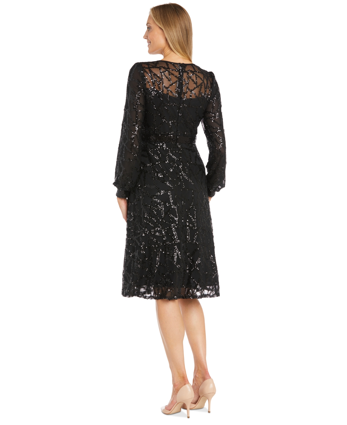 R & M Richards Women's Sequin Fit & Flare Party Dress