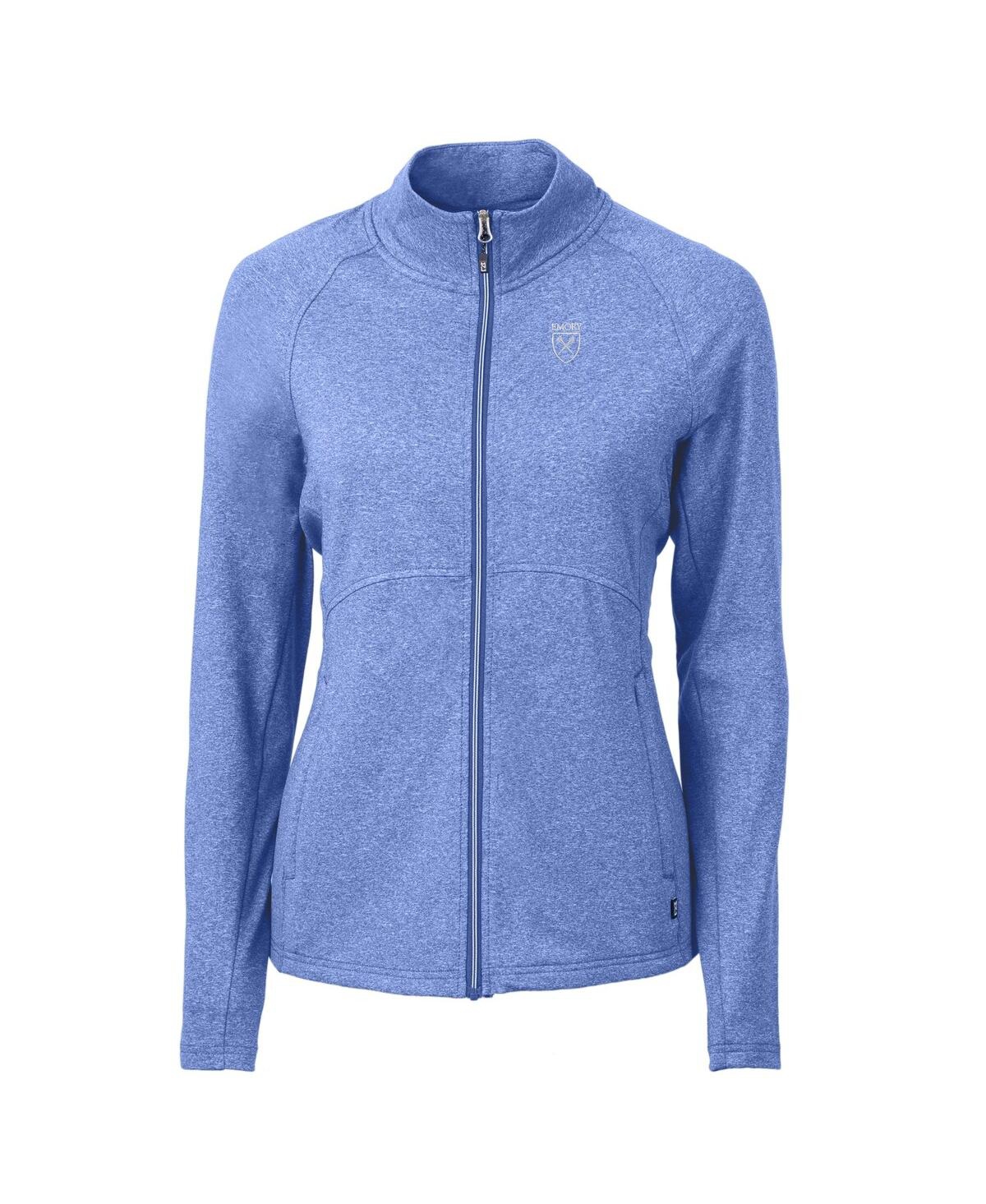 CUTTER & BUCK WOMEN'S HEATHER BLUE EMORY EAGLES ADAPT ECO KNIT HEATHER FULL-ZIP JACKET 