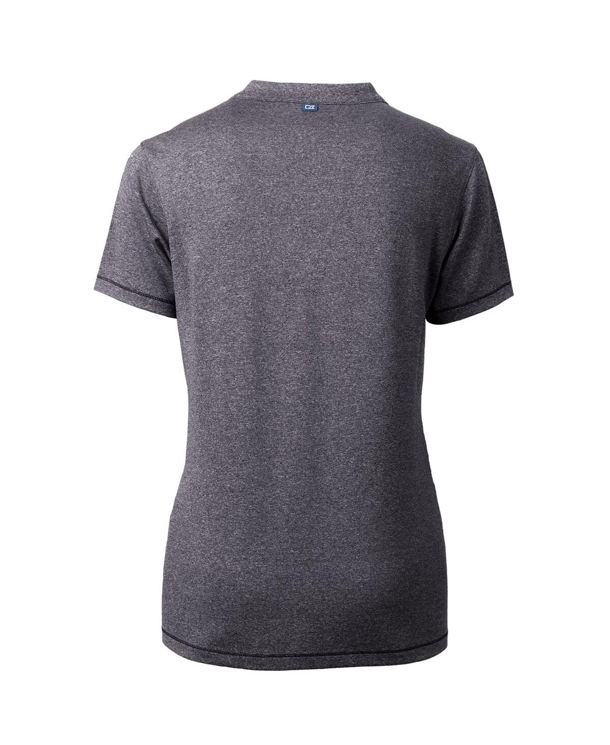 CUTTER & BUCK WOMEN'S HEATHER CHARCOAL FLORIDA STATE SEMINOLES FORGE BLADE V-NECK TOP 