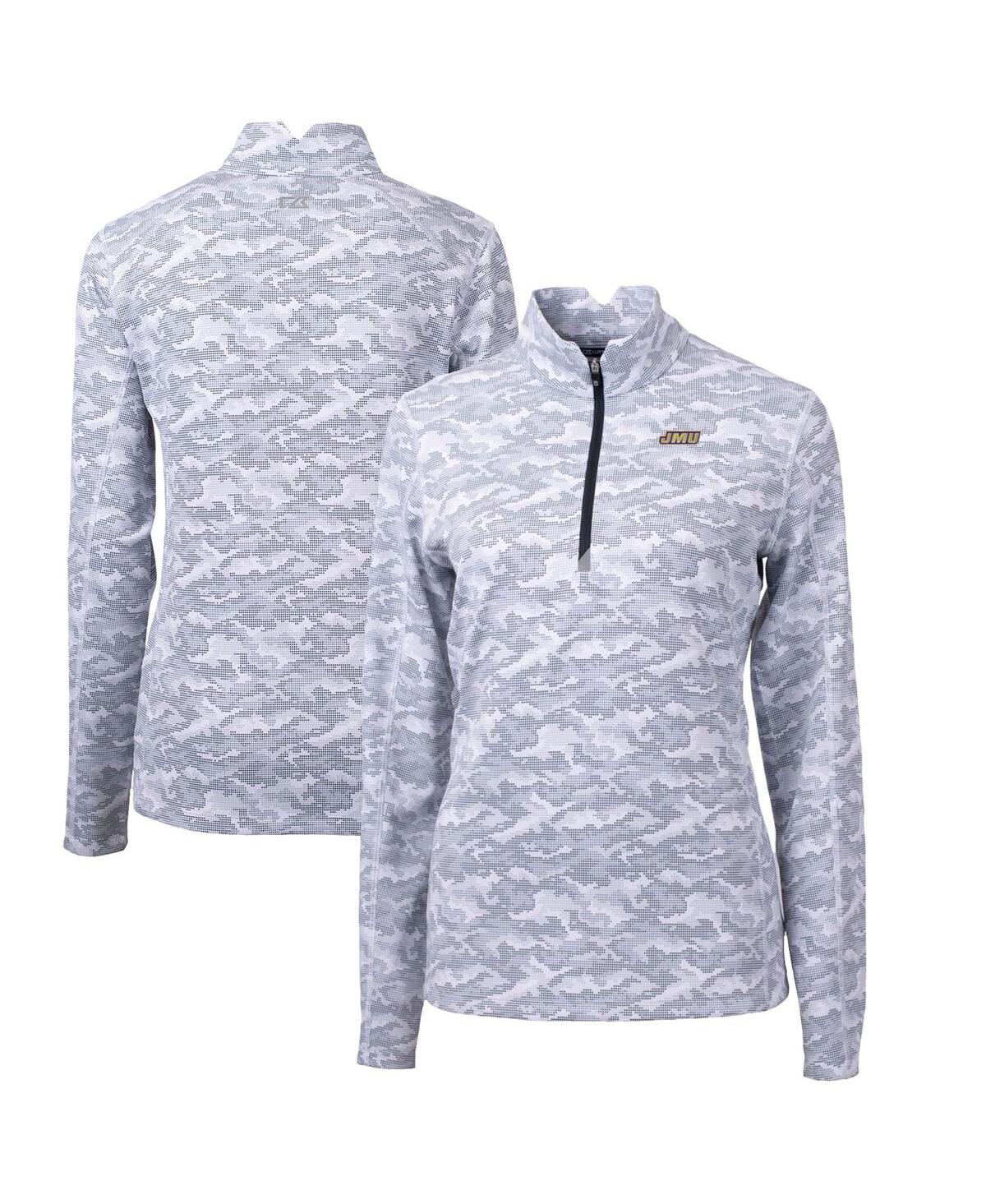 CUTTER & BUCK WOMEN'S CHARCOAL JAMES MADISON DUKES TRAVERSE CAMO QUARTER-ZIP PULLOVER TOP 