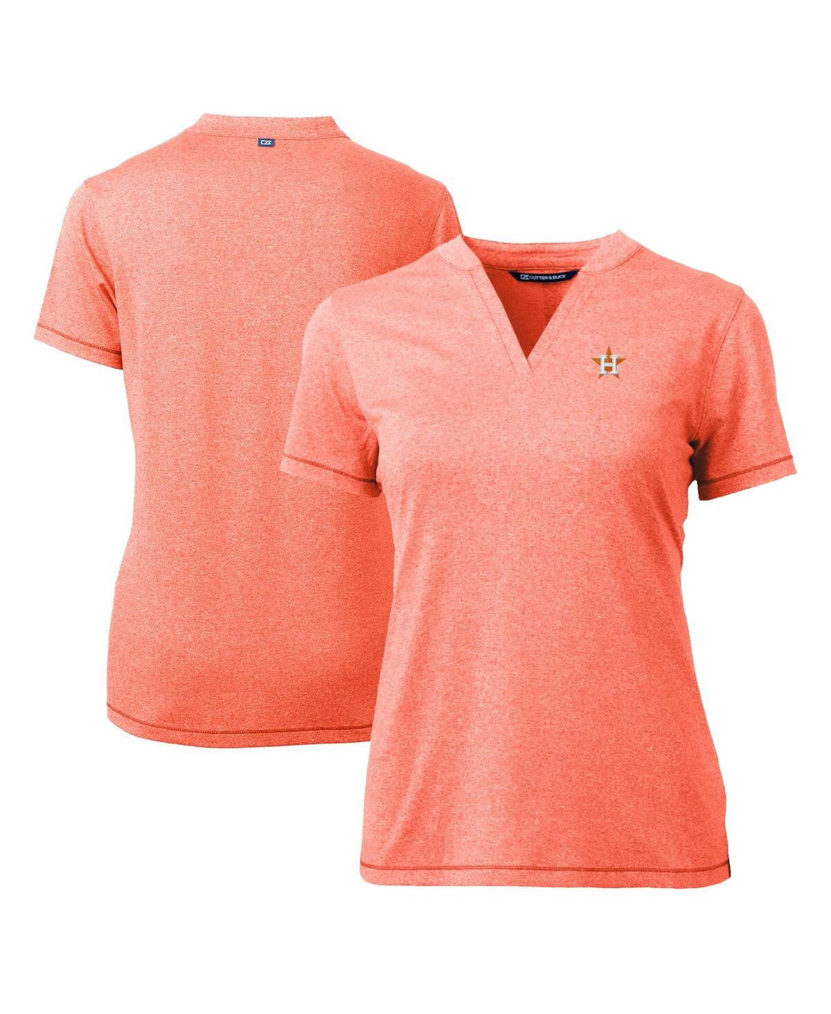 CUTTER & BUCK WOMEN'S HEATHER ORANGE HOUSTON ASTROS DRYTEC FORGE STRETCH V-NECK BLADE TOP 