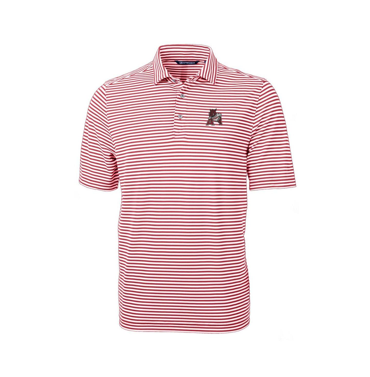 Мужское поло Cutter & Buck Arkansas Razorbacks Throwback Logo Virtue Eco Pique Stripe Polo, цвет: Красный — фото 3