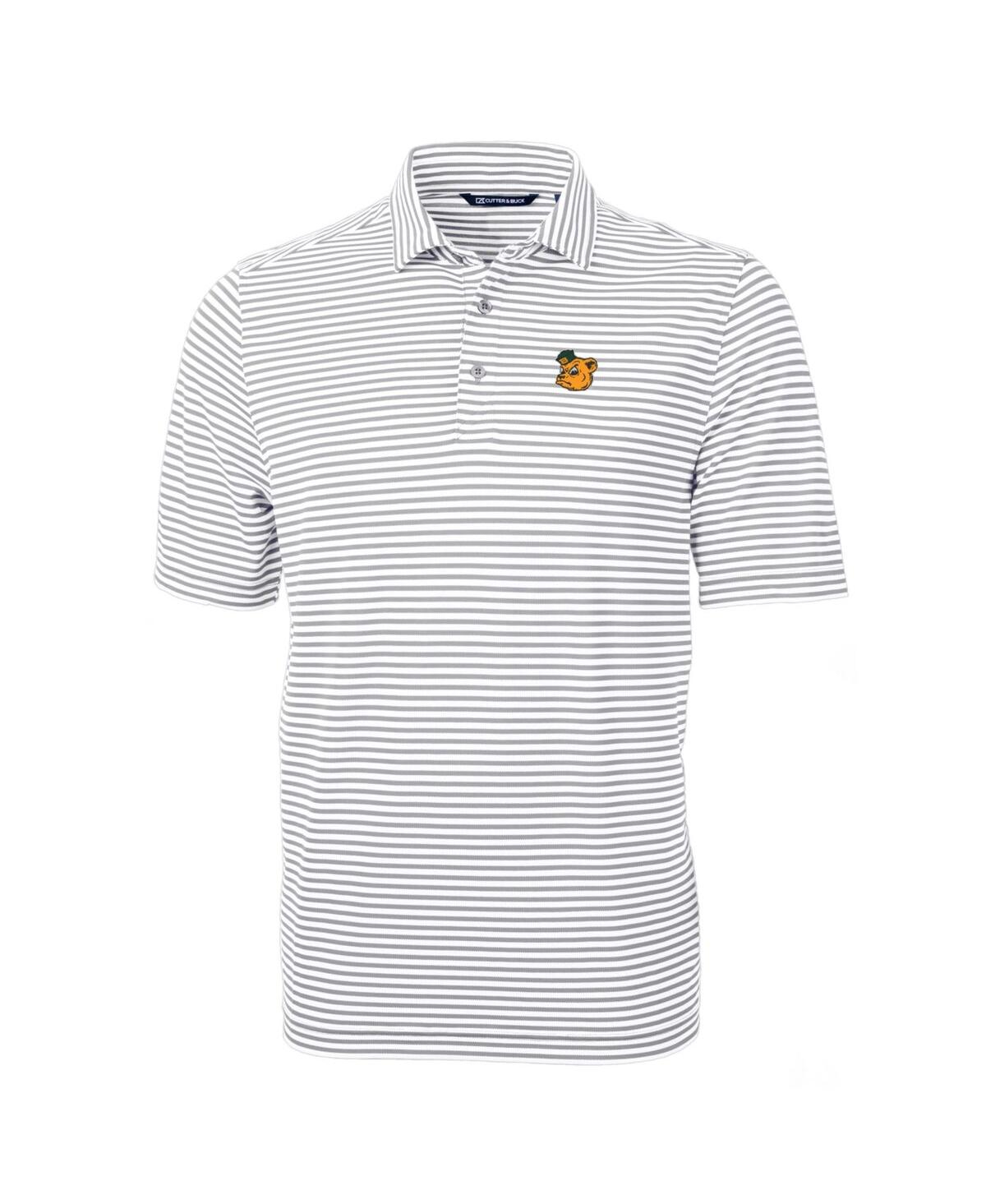 Cutter & Buck Men's Baylor Bears Throwback Logo Virtue Eco Pique Stripe Polo In Gray