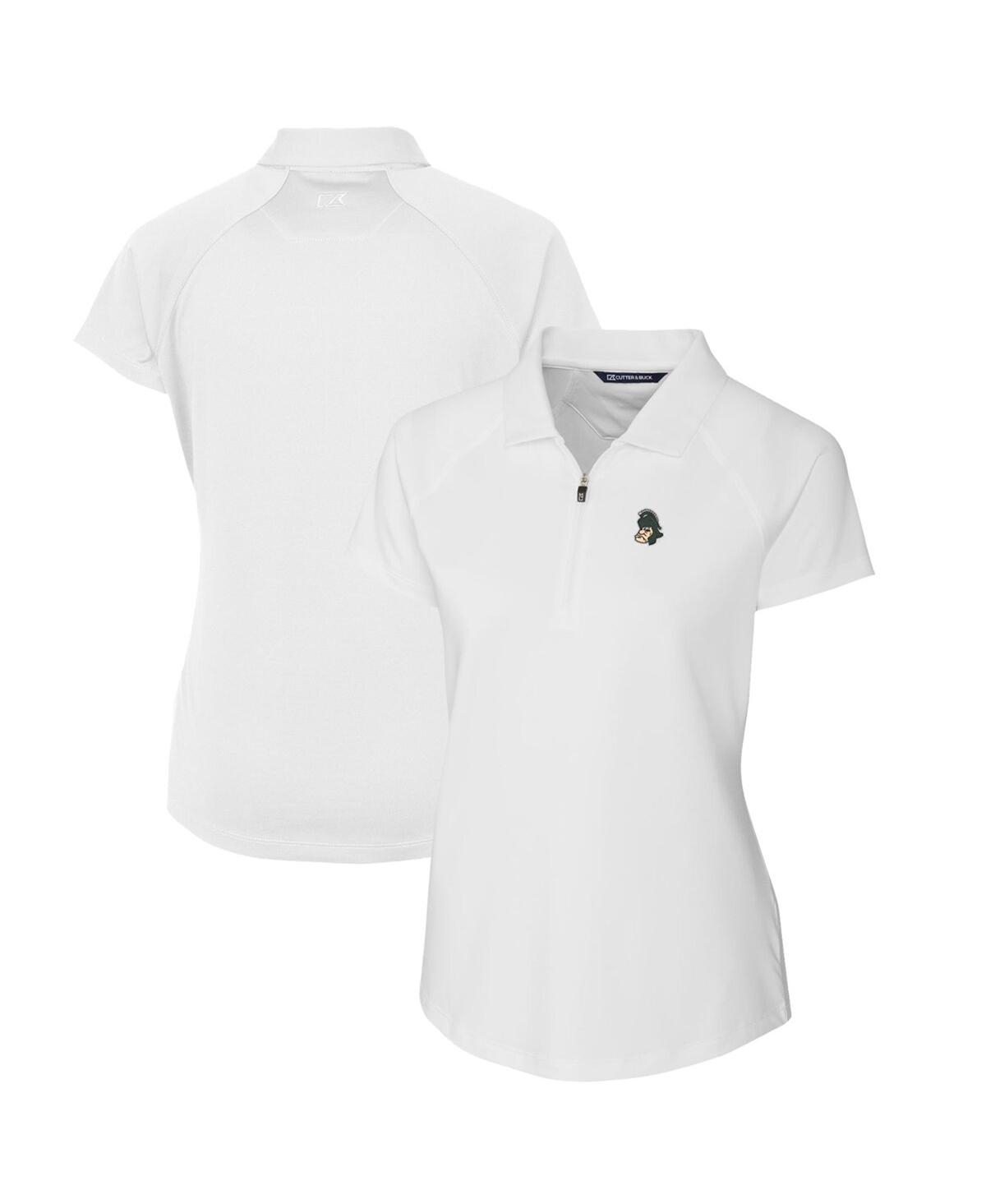 CUTTER & BUCK WOMEN'S WHITE MICHIGAN STATE SPARTANS FORGE STRETCH POLO 