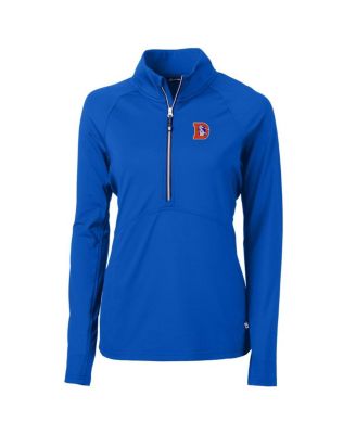 Women's Royal Denver Broncos Throwback Logo Adapt Eco Knit Stretch Half-Zip Pullover Top