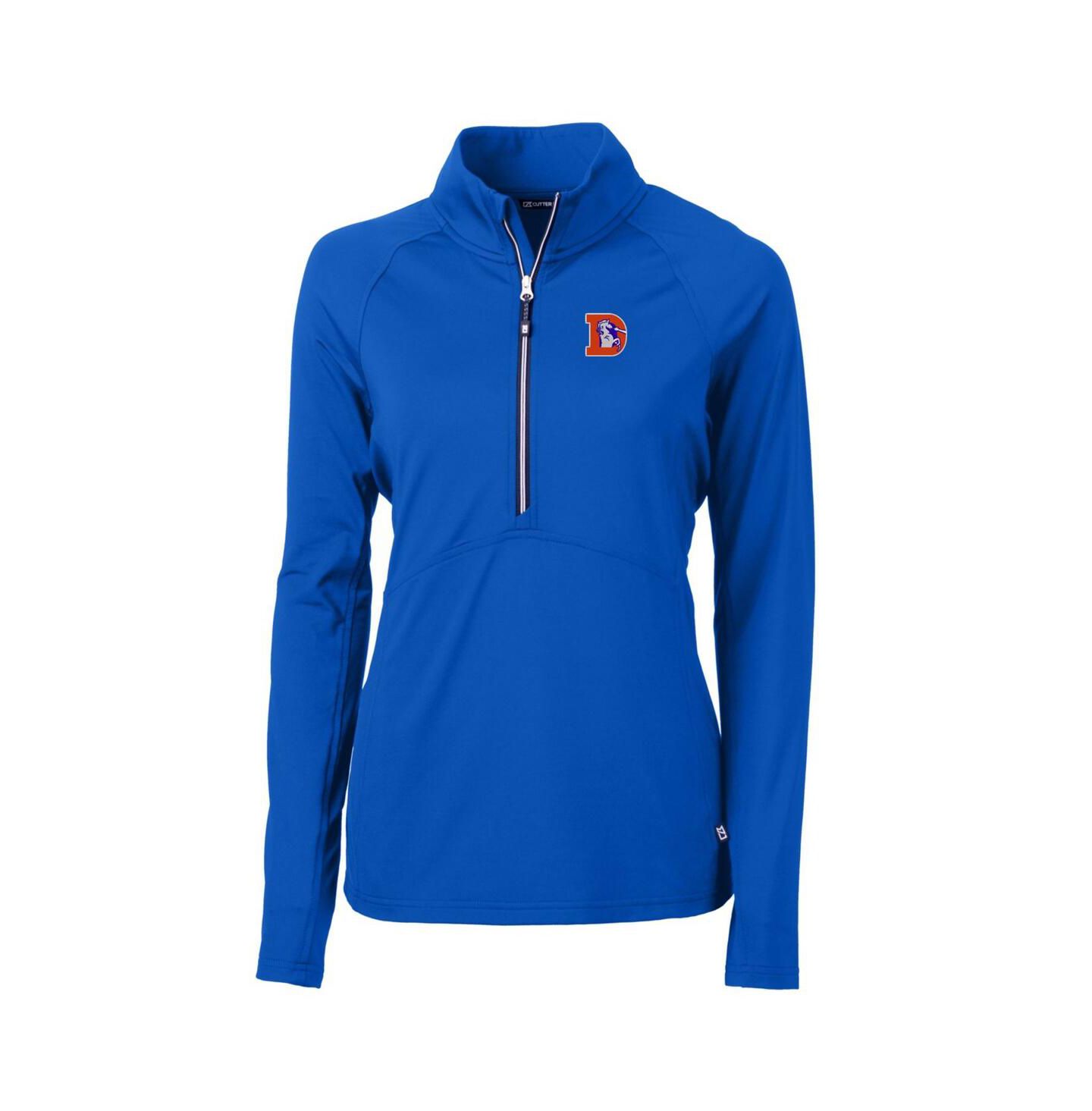Женский свитер Cutter & Buck Royal Denver Broncos Throwback Logo Adapt Eco Knit Stretch Half-Zip Pullover Top — фото 3