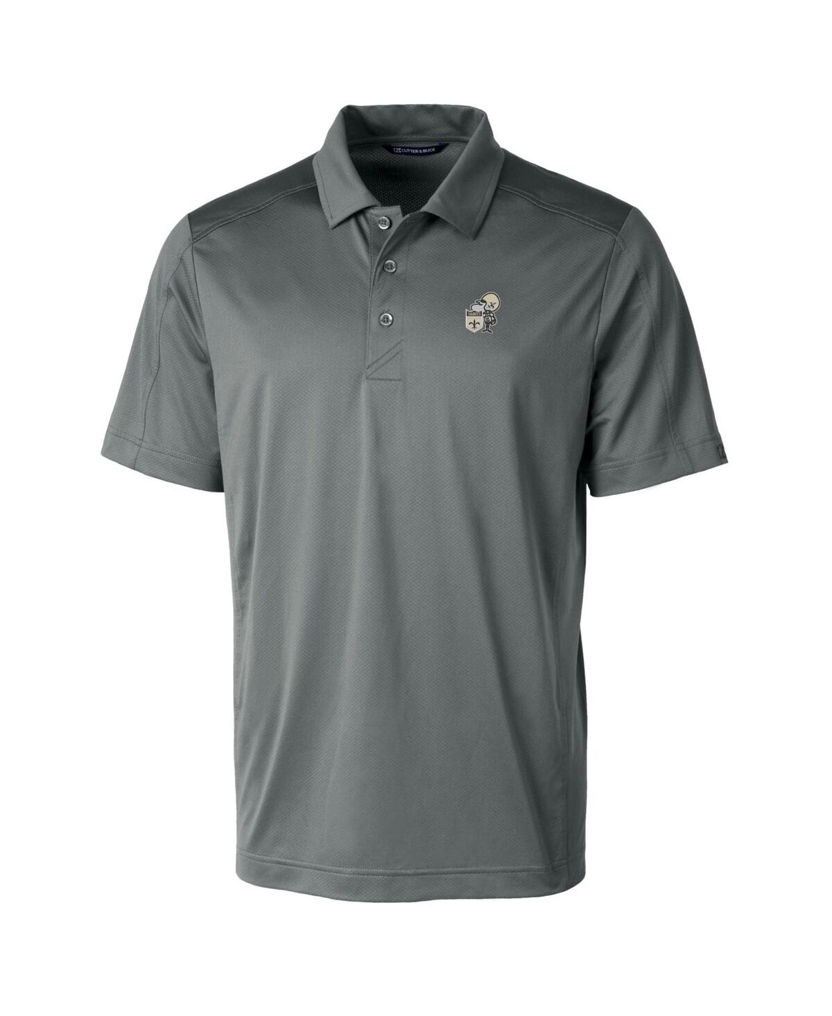Cutter & Buck Men's Steel New Orleans Saints Throwback Logo Prospect Textured Stretch Polo In Steel