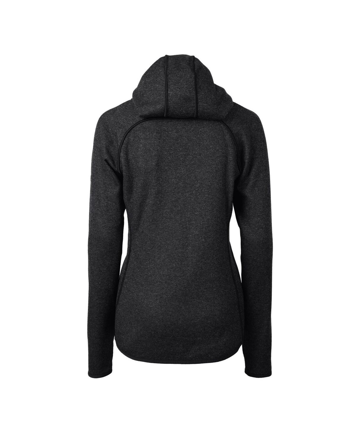 CUTTER & BUCK WOMEN'S HEATHER CHARCOAL OHIO STATE BUCKEYES MAINSAIL SWEATER-KNIT FULL-ZIP HOODIE 