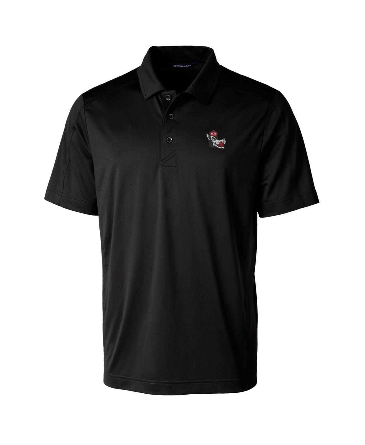 Cutter & Buck Nc State Wolfpack Primary Team Logo Prospect Textured Stretch Polo In Black